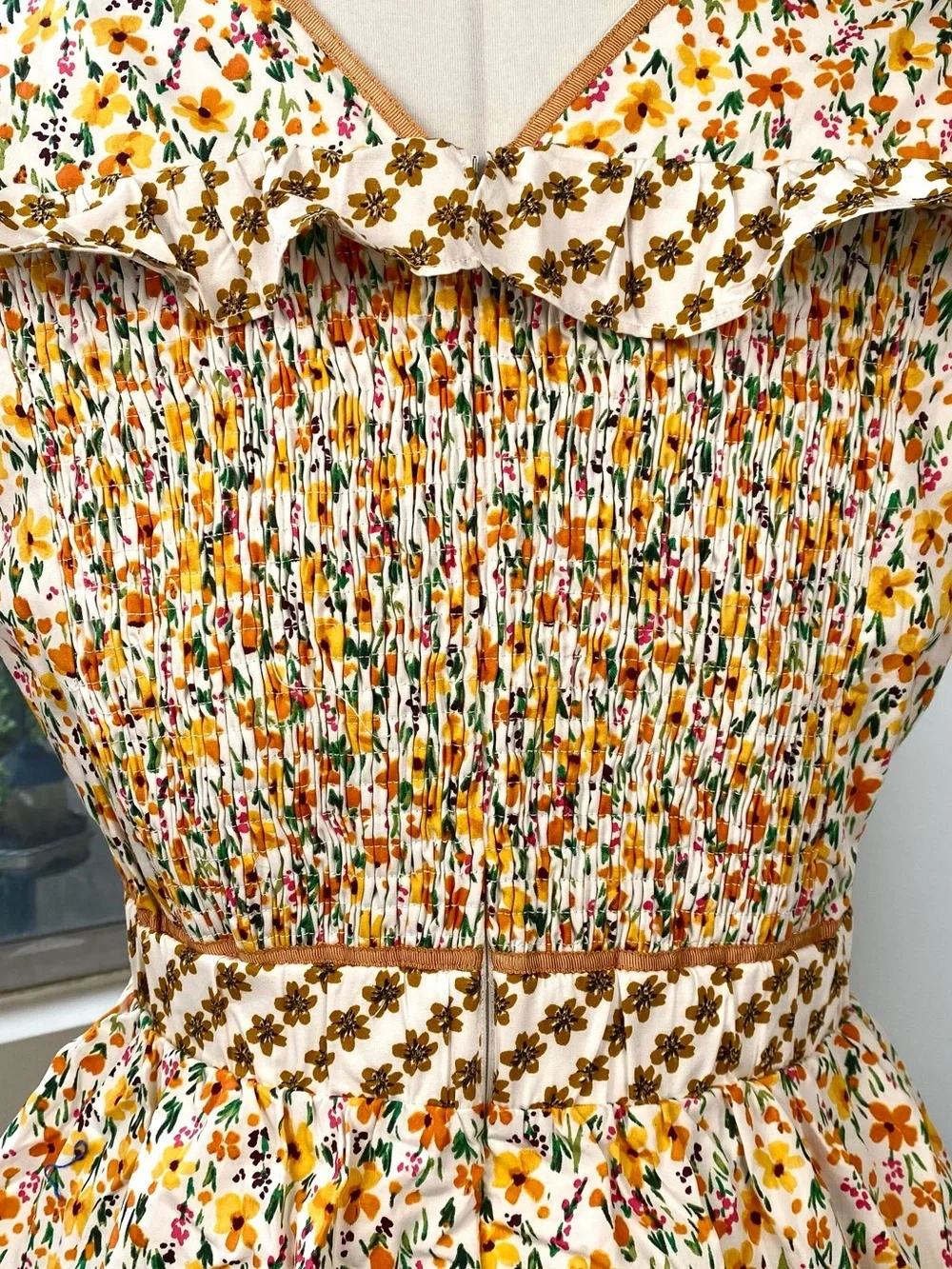 Lost + Wander NWT Spring Sunrise Yellow Multi Floral Tiered Mini Dress, Size M - Picture 9 of 12